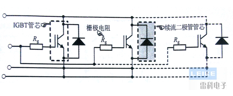 單管模塊內(nèi)部的實(shí)際等效電路圖